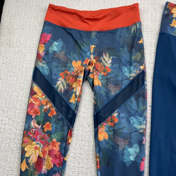 Lot x2 Surin Sport Leggings Athletic Gym / Yoga Floral AOP Tropical Women Sz M - Picture 6 of 16